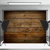 Lofaris Vintage Dark Brown Wooden Texture Photo Backdrop